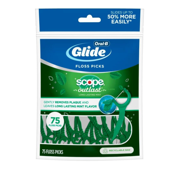 75-Count Oral-B Complete Glide Floss Picks, Scope Outlast Sale