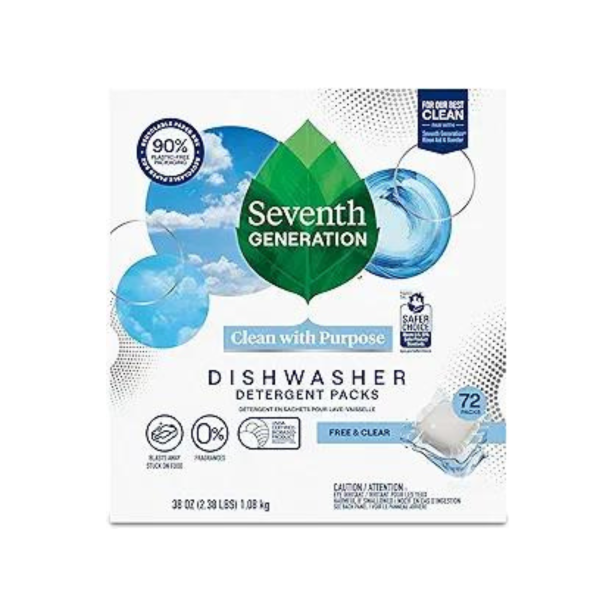 72-Count Seventh Generation Dishwasher Detergent Packs for sparkling dishes Free & Clear Dishwasher Tabs on Sale