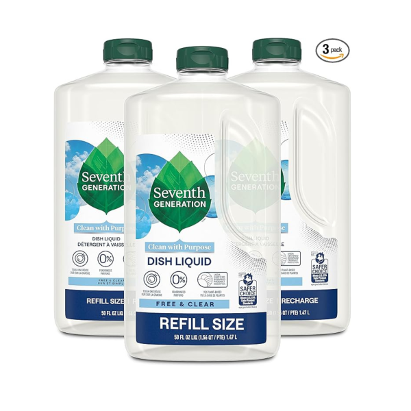 Shopping DealsAmazon 3 Refill 50oz Bottles Of Seventh Generation Free & Clear Liquid Dish Soap on Sale