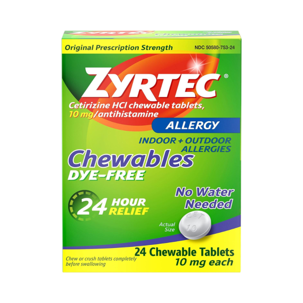 24-Count Zyrtec 24 Hour Allergy Relief Berry 10 mg Chewable Tablets For Cheap