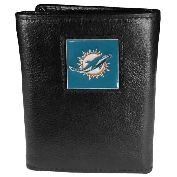 Miami Dolphins   Leather Tri fold Wallet For Discount