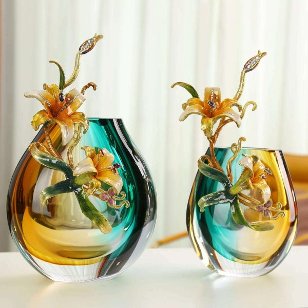Light Luxury Glaze Enamel Vase Living Room Dining Table Flower Arrangement Creates Ornaments Simple Home Decoration For Cheap